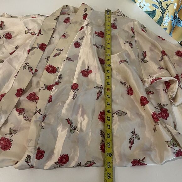 Vtg CRUZ NATORI FLORAL KIMONO SLEEVES LOUNGER HOUSE ROBE Roses Sz Xl Loungewear - Picture 8 of 8